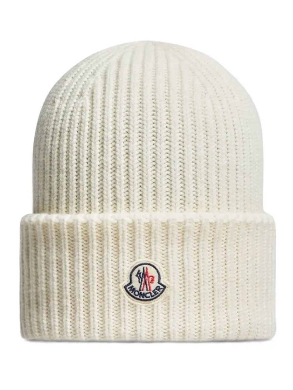 Moncler Off-White Ribbed Folded Cuff Beanie PRE OWNED